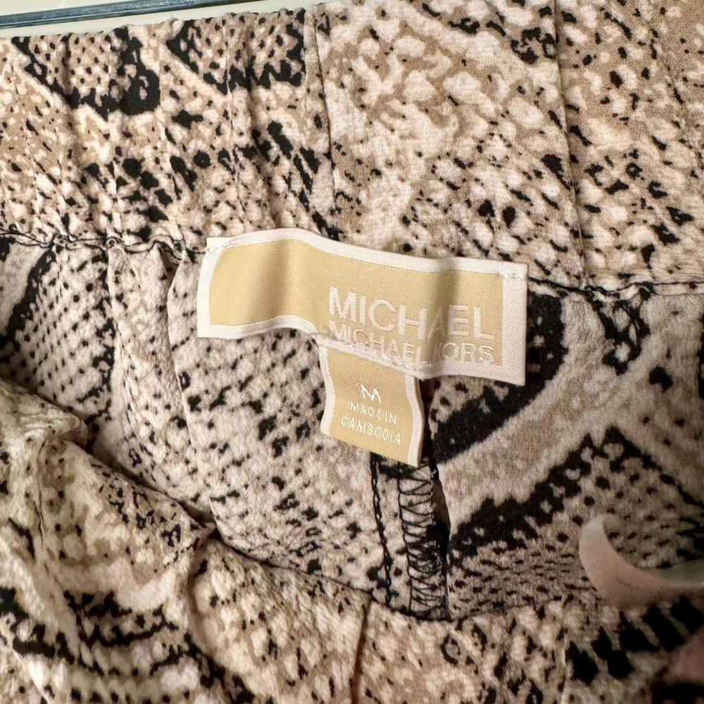 Michael Kors Wide Leg Pants Crushed Crepe Snakeskin Print Bottoms SZ Medium - Picture 13 of 16